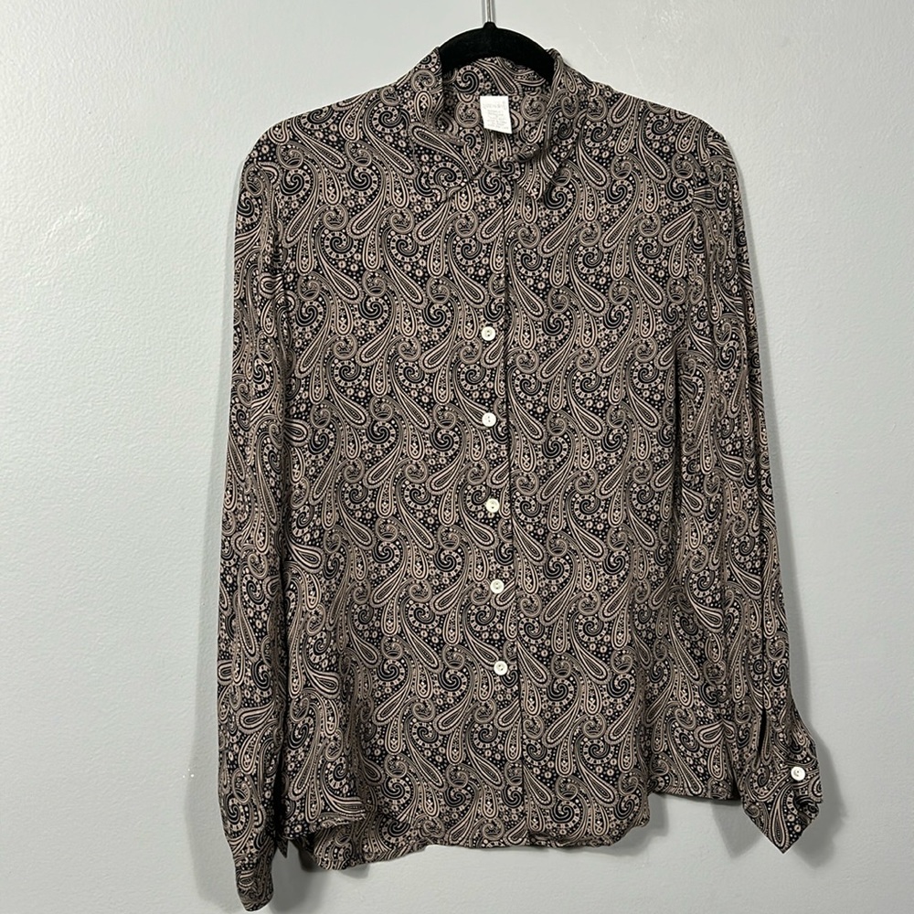 Vintage Land’s End Silk Shirt 80s 90s style size 8